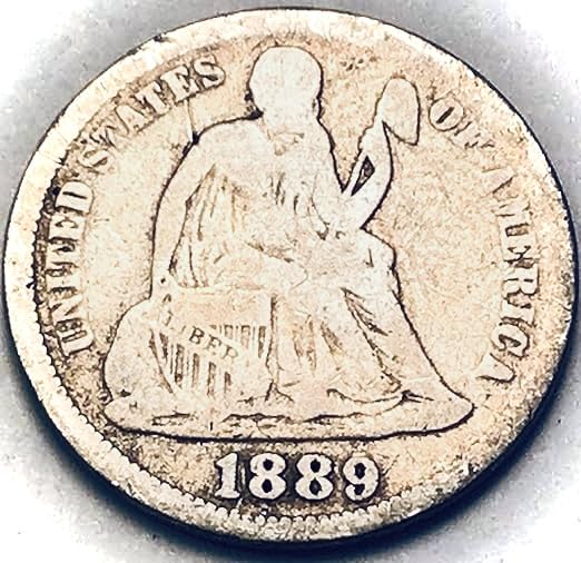 1889 P Seated Liberty Silver Dime Seller Very Good