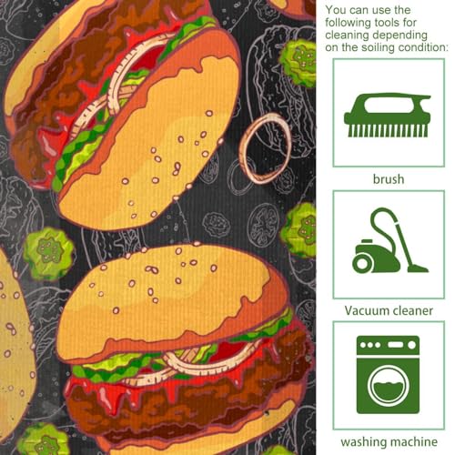 Alfombra de cocina lavable con estampado original de hamburguesa para pasillo y lavado 5