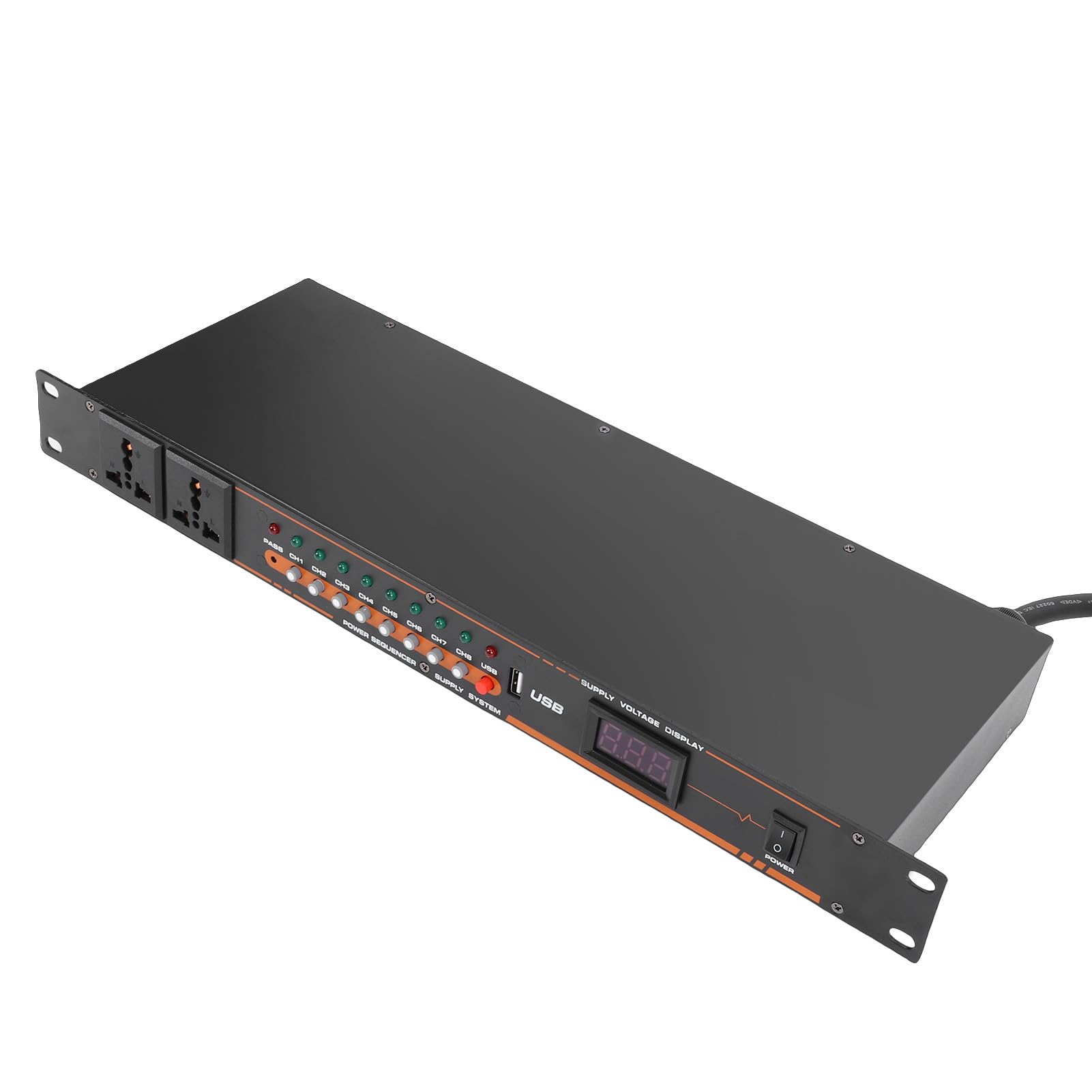 KIMISS Acondicionador de Energía y secuenciador: Control de Energía de 10 Salidas para Uso en Cine en Casa, Escenario y Estudio con Puerto USB, Pantalla de Voltaje Digital (Enchufe de la UE)