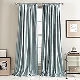 DKNY Curtains Modern Knotted Velvet Lined Curtain Panel Pair, 84", Blue