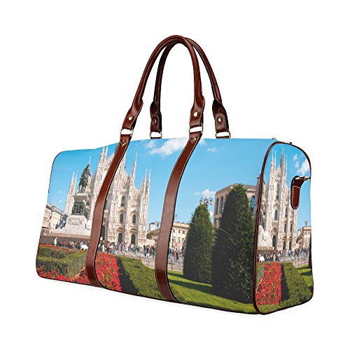 Baby Weekend Bag Unusual Beautiful Milan Cathedral Waterproof Microfiber Leather Carryon Bag Mens Sports Duffel Bag Overnight Travel Bag Travel Bag For Men Bath Travel Bag