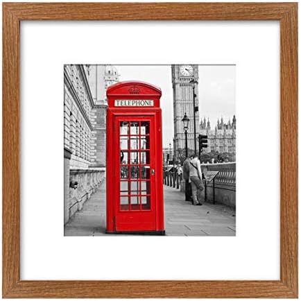 Relwaso 12x12 Picture Frame Display Pictures 8x8 with Mat or Photos 12 x 12 Without Mat, Square Wooden Picture Frames for Wall Mounting