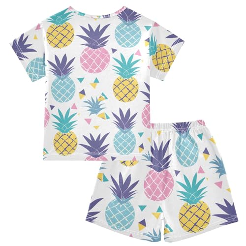 ALAZA Triangle Pineapple Cute Pajamas Short Sleeve 2 Piece Sleepwear Top and Bottom Pajama Set Unisex2