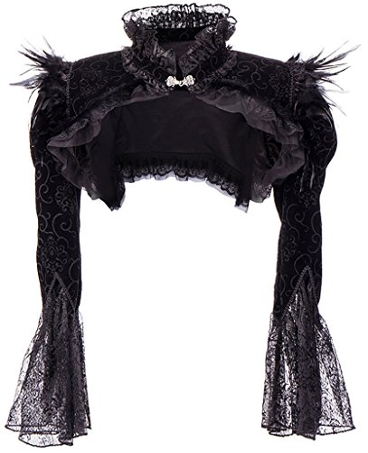 Alivila.Y Fashion Corset Womens Flannel Long Sleeve Steampunk Retro Jacket Shrug 21671-Black-XL