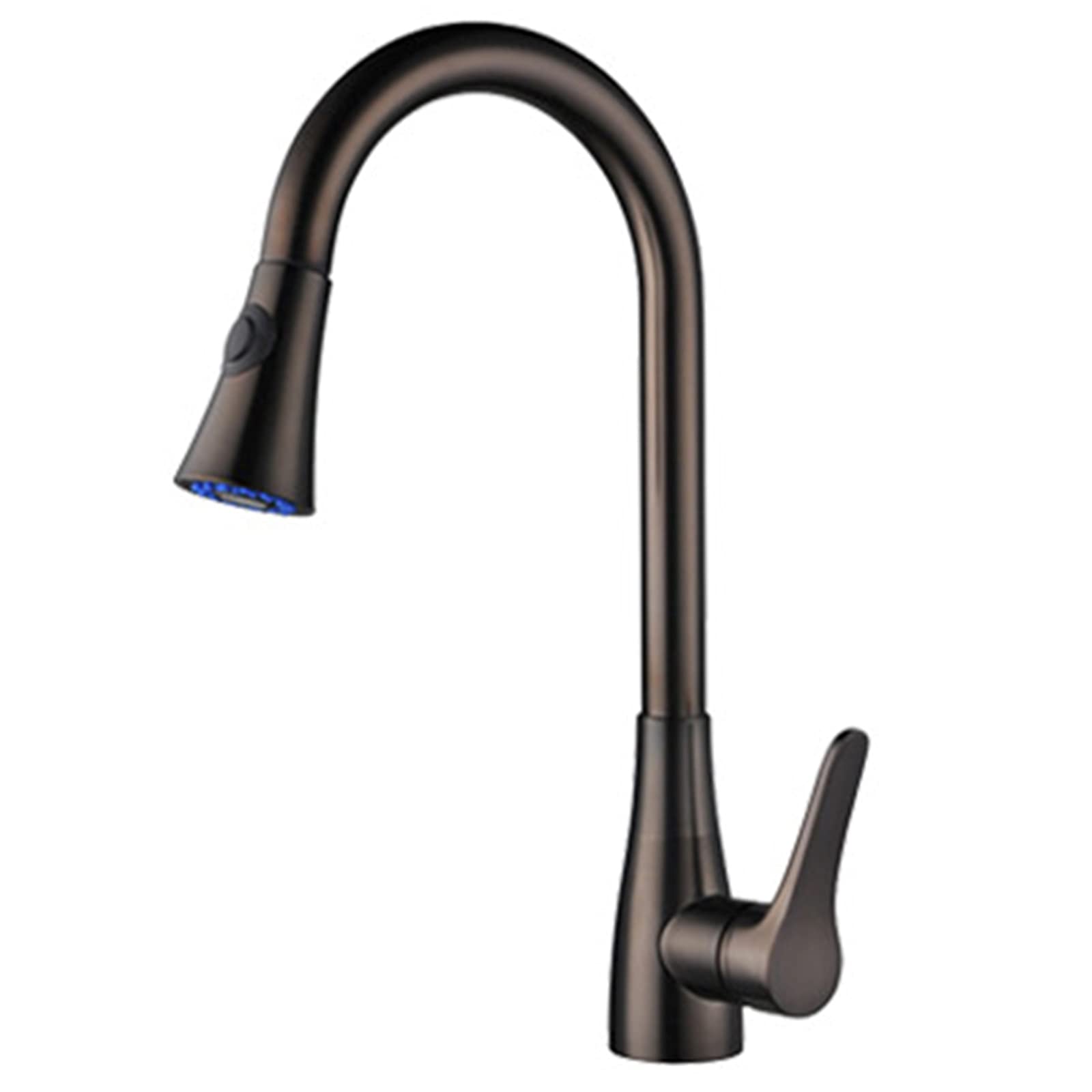 ZYCHSJXA Kitchen Bath Taps Faucet with Pull Down Sprayer, Swivel Sink Faucet, High Arc Single Handle Hot and Cold Water Mixer, Modern Hole Faucet,Orb Brown