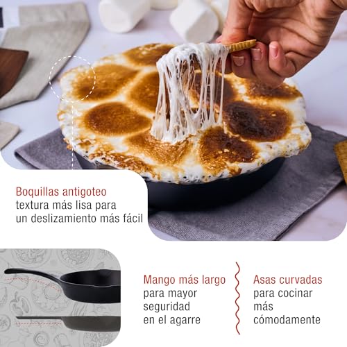 Miniatura 3 de Victoria Sartén Hierro Fundido Curado Inducción 20cm, Apta Para Fuego, Barbacoa, Horno, Vitrocerámica, Gas, Cast Iron Skillet Curada Para Crear Antiadherente Libre De Tóxicos Sin Ptfe Ni Pfoa