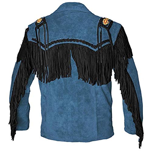 Image of LEATHERAY Western Leather Jackets for Men Cowboy Leather Jacket and Fringe Beaded Coat Suede Leather shirt