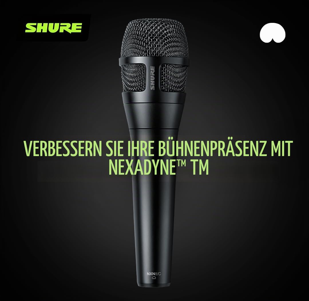 Shure Nexadyne 8/S - Dynamisches Supernieren-Gesangsmikrofon mit Dual-Engine Technologie, fokussierte Tonaufnahme, Zuverlässigkeit - Ideal für Sänger, die maximale Isolation benötigen, präzise