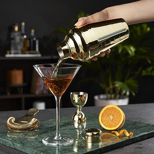 Coctelera dorada de 400 ml con vaso medidor y filtro para cócteles 7