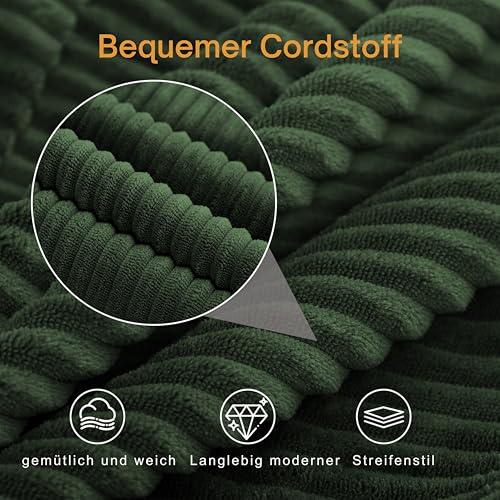 MeMoreCool Boneless Sofa Bett aus Cord – Boden Schlafsofa Convertible Futon mit Kissen, Bequeme Schaumstoff-Matratze, Vielseitige Lounge Cloud Couch für Wohnzimmer & Schlafzimmer, Grün