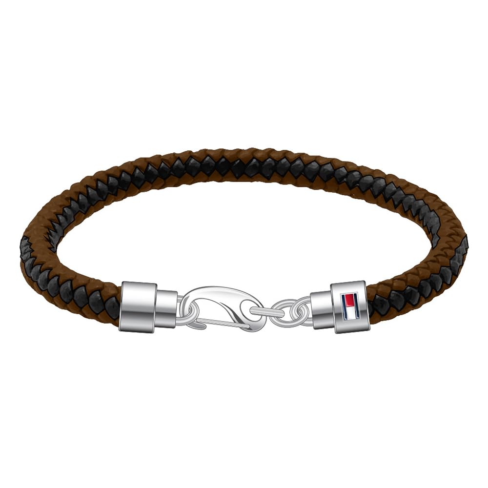 Tommy Hilfiger Casual Core - Pulsera para hombre (acero inoxidable, piel, 19 cm)