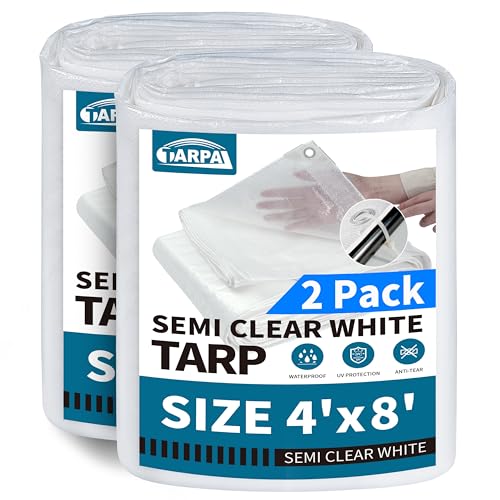 Image of TARPAL 4'x8'(2pack) Semi Clear Tarp with Grommets Greenhouse Cover 7.5mil