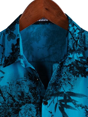 Image of JOTOOK Mens Hawaiian Shirt Short Sleeve Button Down Tropical Shirts Casual Floral Summer Beach Shirt