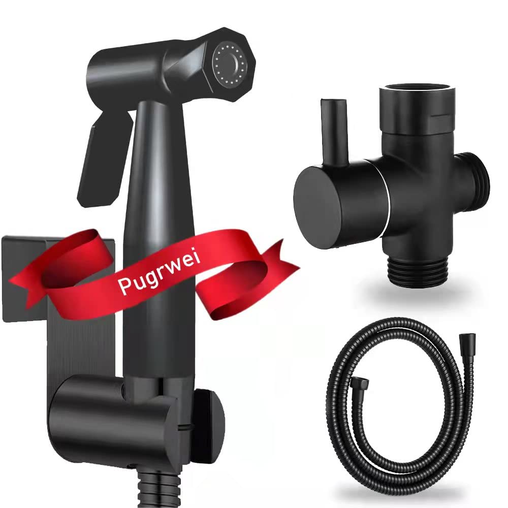 【Upgrade】Handheld Bidet Sprayer for Toilet–Premium Stainless Steel Handheld Bidet Attachment for Toilet with 2 Water Adjustment, Perfect for Intimate Care, Cloth Diapers, Toilet Cleaner (Black)
