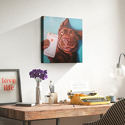 Empire Art Direct Dog Selfie Wall, Graphic Art Print On Wrapped Canvas Contemporary,Ready To Hang,Living Room,Bedroom ＆ Office, 18 X 2 X 18 #TOP4