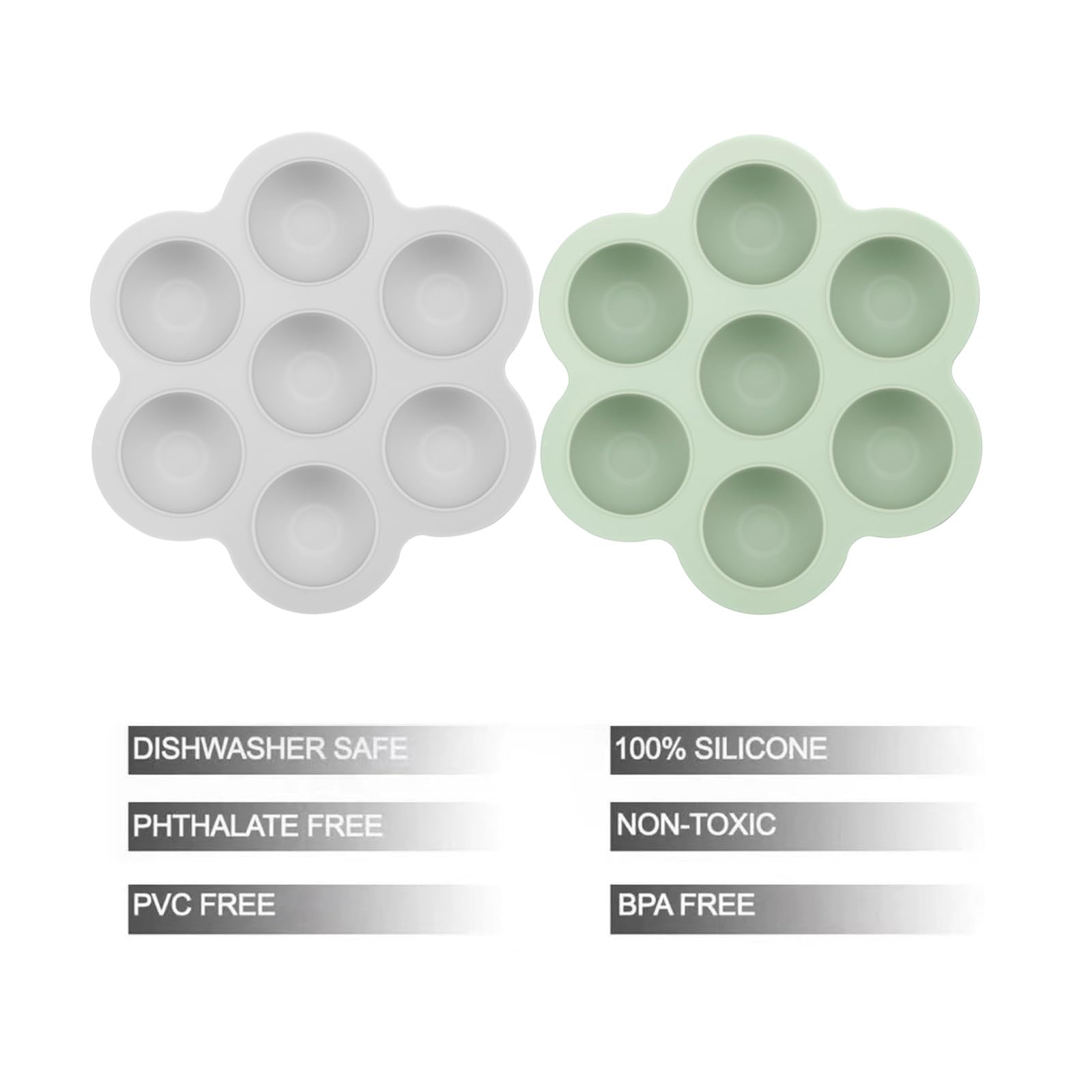 PandaEar 2 Pezzi Vaschette Silicone Alimenti per Bambini con Coperchi Stampo Congelatore