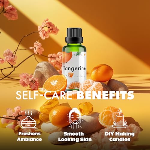 Image of Esslux Tangerine Essential Oil - 100% Pure Natural Tangerine Oil for Diffuser & Aromatherapy | Sweet, Uplifting Scent for Skin Care, Candle Making & Soap Making | Energizing & Refreshing (15ml)