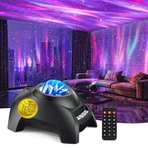 Northern Galaxy Light Aurora Projector, Star Projector with 33 Light Effects, Starry Nebula LED Lamp for Bedroom with Remote Control, White Noise, Kids/Adults Room Decor, Bluetooth Speaker for Parties
