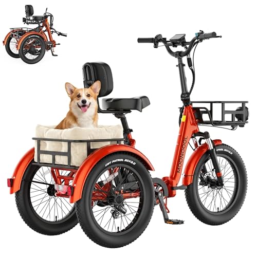 MOONCOOL Foldable Electric Tricycle for Adults, 20' Aluminum E-Trike 48V 20Ah 750W Motor, 6-Speed...