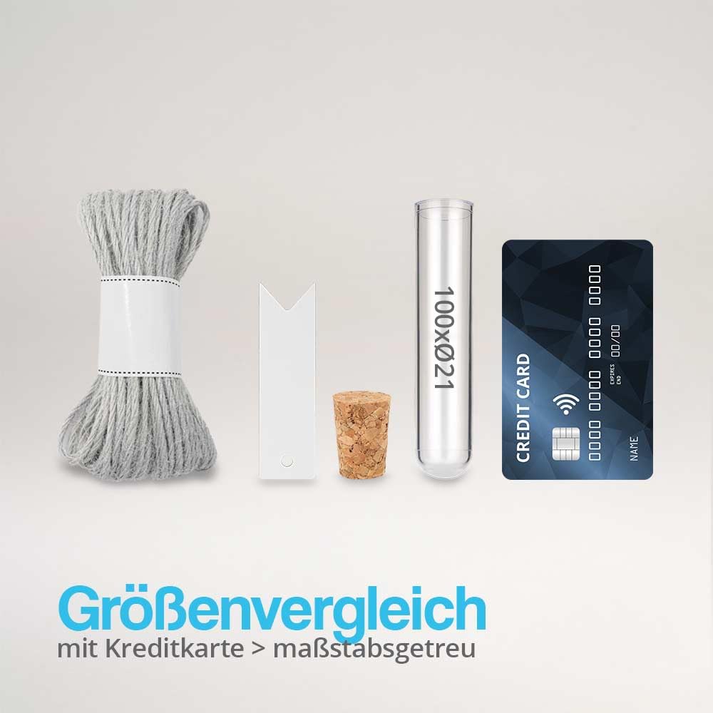 Tuuters 100 Kunststoff Reagenzglas mit Korken, Schnur, Etikett Anhänger Reagenzgläser für DIY, Gewürze Blumen-Samen (100x21mm)