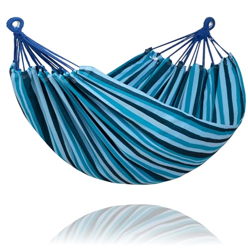 Image of SUNCREAT Hammocks Outdoor Camping Double Hammock, Double Hammock Without Stand, Navy & Blue