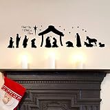 DXLING Large Christmas Nativity Scene Wall Decor Stickers Unto Us a Child is Born Nativity Vinyl Wal