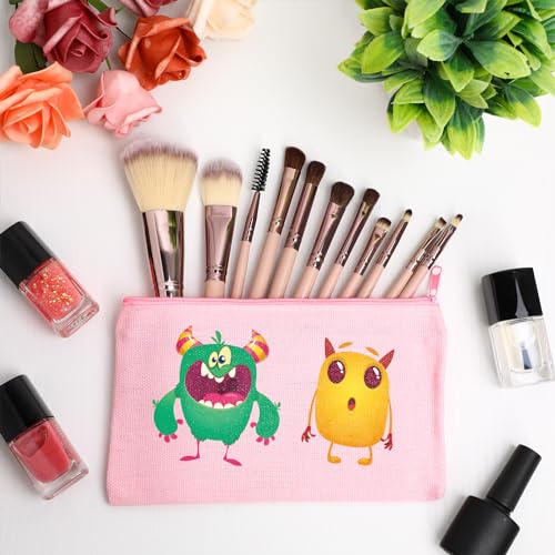 Image of Reginary 80 Pack Canvas Zipper Makeup Bags Bulk Pencil Pouches Blank DIY Craft Canvas Cosmetic Bag Pouch with Zipper for Makeup Cosmetic Toiletry Stationary Storage(All Pink)