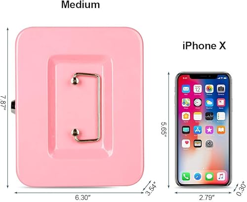 Vista 55 de KYODOLED Caja de dinero mediana con bandeja para dinero, pequeña caja de seguridad con llave, cajón de efectivo, 7.87 x 6.30 x 3.54 pulgadas, verde