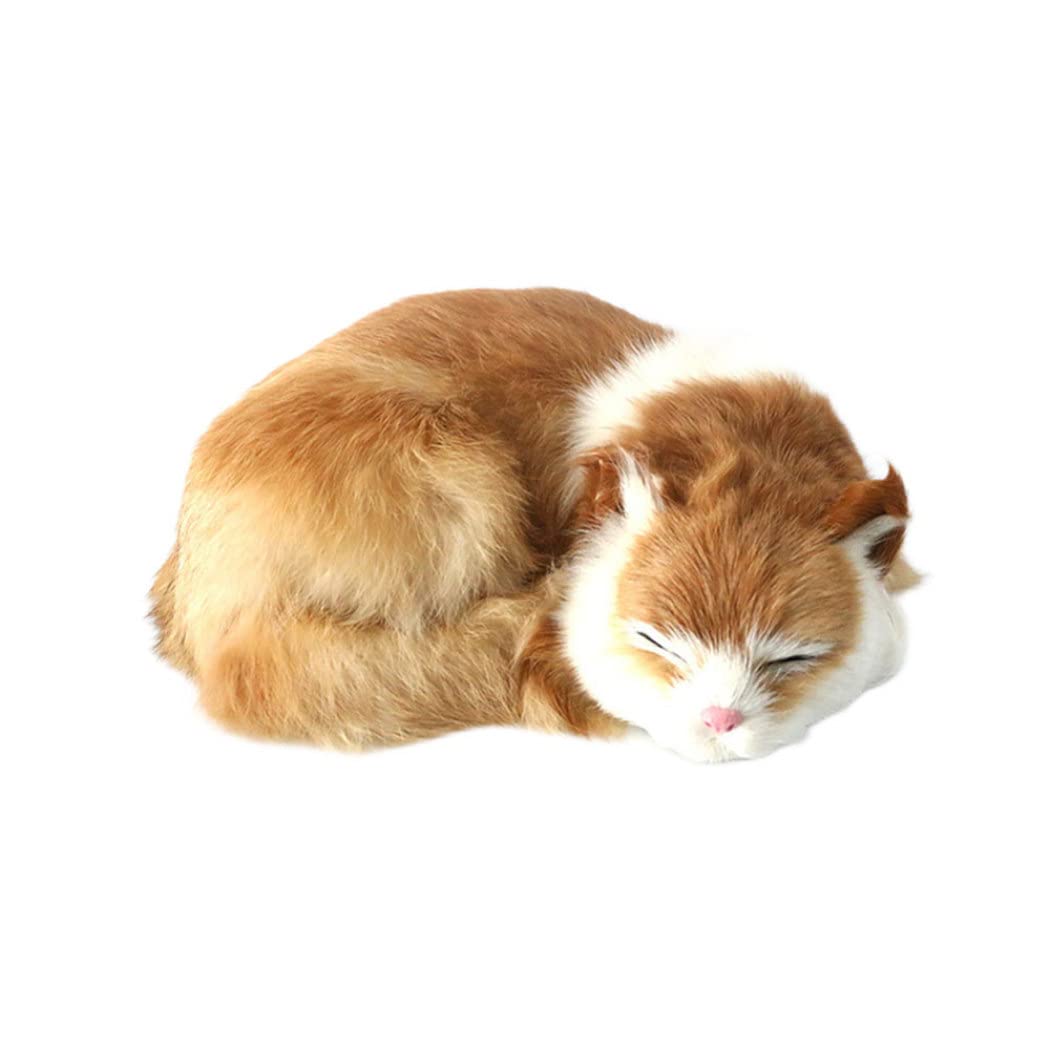 Pesoncarl Simulation Sleeping Cat Cute Artificial Leather 8.27x6.69x2.76inch Realistic Cat Decorative Lifelike Doll Photography Prop, Toys