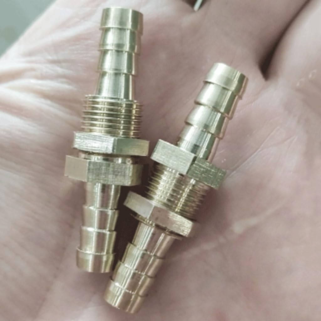 Pipe connector, Hose Barb Bulkhead Brass Barbed Tube Pipe Fitting Coupler Connector Adapter(8mm)