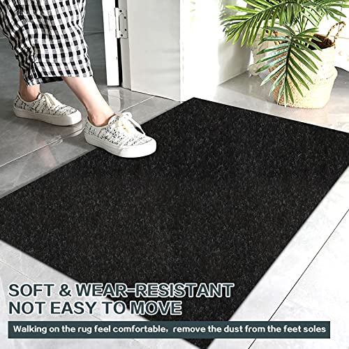 Heyroll Custom Size Hallway Runner Rug, Backed Non-Slip Waterproof Runner Rugs, Washable Outdoor Indoor Carpet Runner Rug For Floor, Entryway, Kitchen, Laundry, Balcony, Garage 2' X 6', Black #TOP3