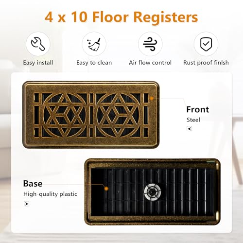 Housses d'aération de sol 10,2 x 25,4 cm grille ventilation métal maison plafond - 4
