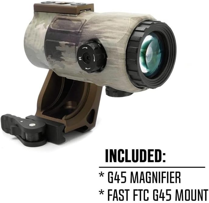 G45 5X Magnifier with 2.26 FTC Mount Combo，Quick Release and Flip-to-Center (FTC) Mechanism，CNC 7065 Alumnium，Black/FDE/TAC
