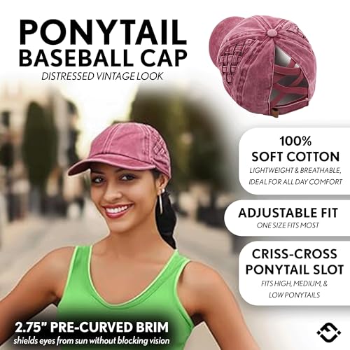 Image of Funky Junque Womens Baseball Cap Dad Hat Ponytail Messy Bun Trucker Ponycap