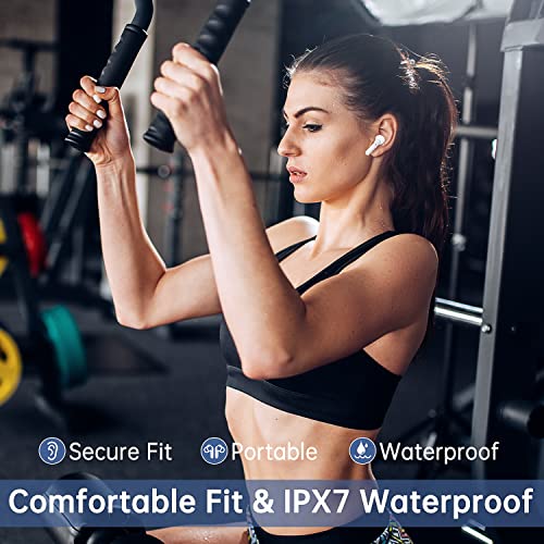 Image of Wireless Earbuds, Bluetooth 5.1 Headphones 30Hrs Playtime with LED Power Display, IPX7 Waterproof Earphones, TWS in Ear Stereo Headset Built-in Mic for iPhone /Android (White)