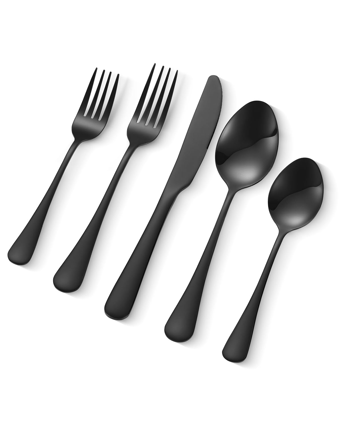 VEVOR 30-teiliges Besteckset für 6 Personen – 18/0 Edelstahl, spülmaschinenfest, Schwarz
