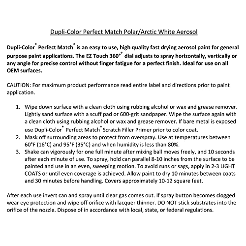 Image of Dupli-Color EBGM01537 Perfect Match Automotive Spray Paint - General Motors Arctic White, 10 WA9567 - 8 oz. Aerosol Can