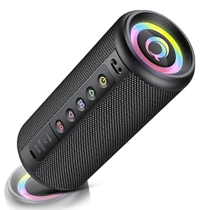 Portable Bluetooth Speaker with Loud Stereo Sound, Bluetooth 5.4 Speaker Wireless with 4 RGB Lights, TWS Pairing, 3 EQ Modes, Built-in Mic, IP7 Waterproof Outdoor Speaker for Party Travel Home Gifts
