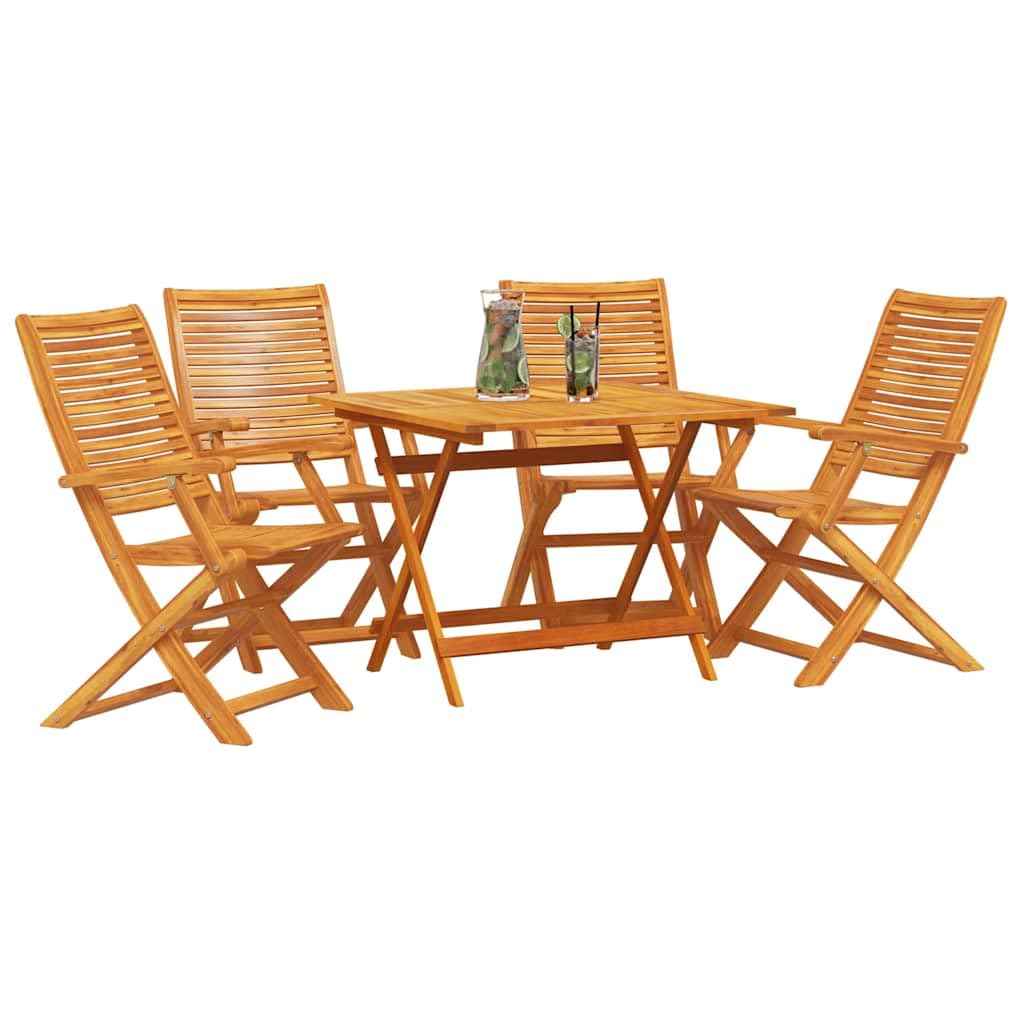 vidaXL Set da Pranzo per Giardino 5 pcs Marrone, Set da pranzo all'aperto, tavolo in acacia rustica, arredo giardino e terrazza, posti resistenti alle intemperie