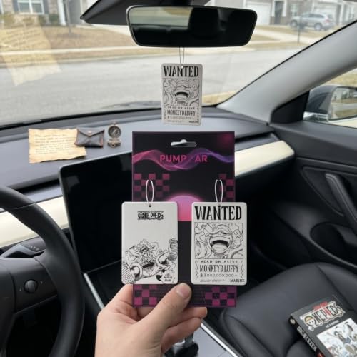 Image of PumpCar 2 pieces Luffy double-sided hanging Japanese anime vanilla-scented One Piece car air freshener Cool anime hanging air fresheners for rearview mirror Car Interior Accessories Household Gifts