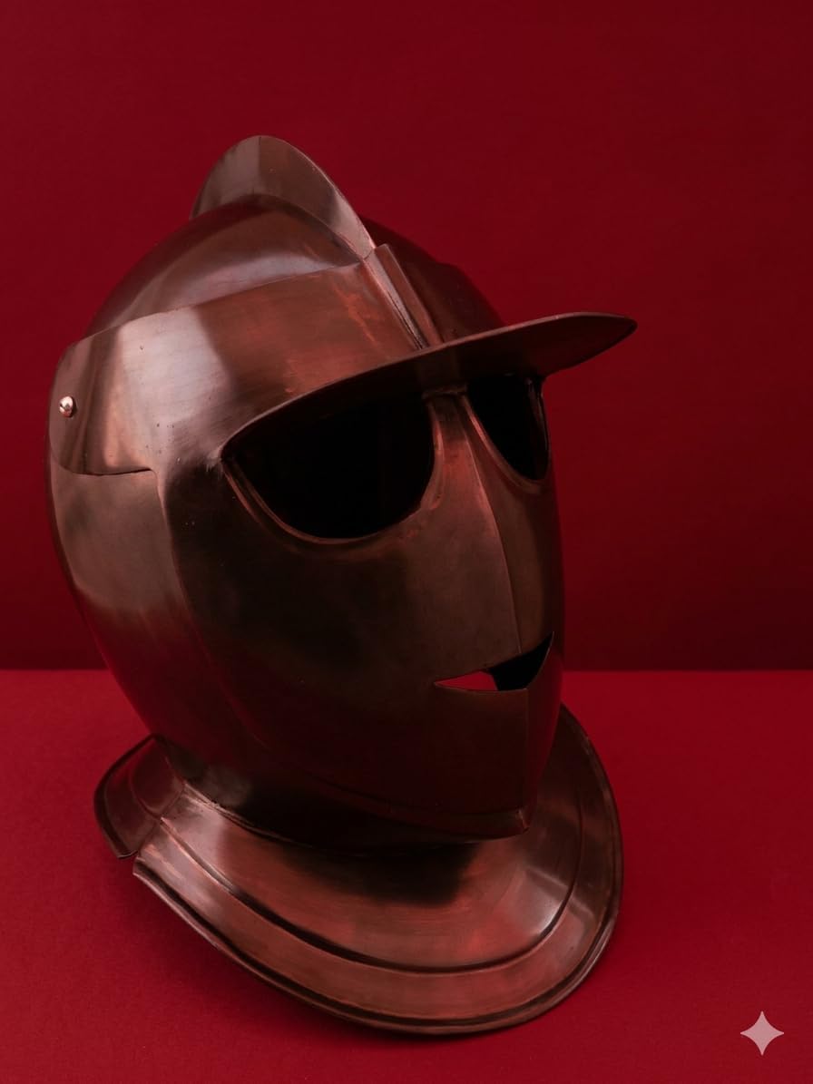 Medieval Armory Crafts Burgonet Helmet, Medieval German Style, 18 Gauge Steel, Adult Standard Size, Reenactment Replica