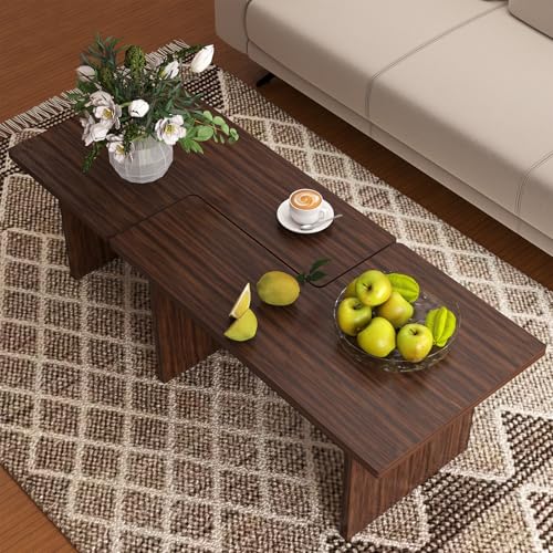 GOFLAME L Shaped Coffee Table Set of 2, Minimalist Wood...
