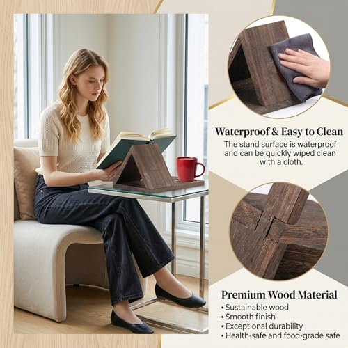 Soporte triangular para libros con base de taza de té, soporte resistente para oficina y hogar 3
