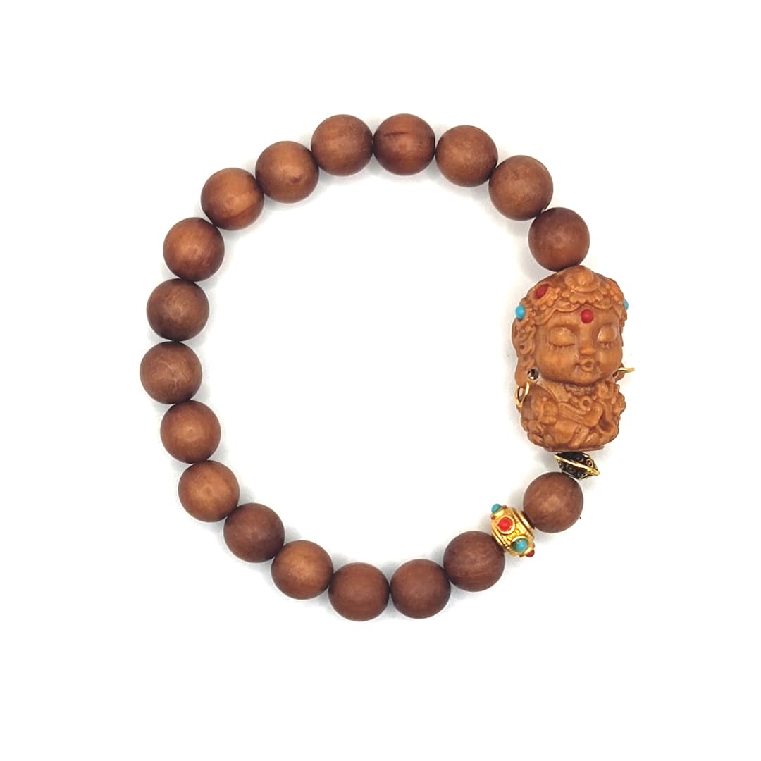 Zen Dear Unisex Teak Wood Prayer Beads Buddha Buddhist Beads Japa Mala Necklace Bracelet Bead