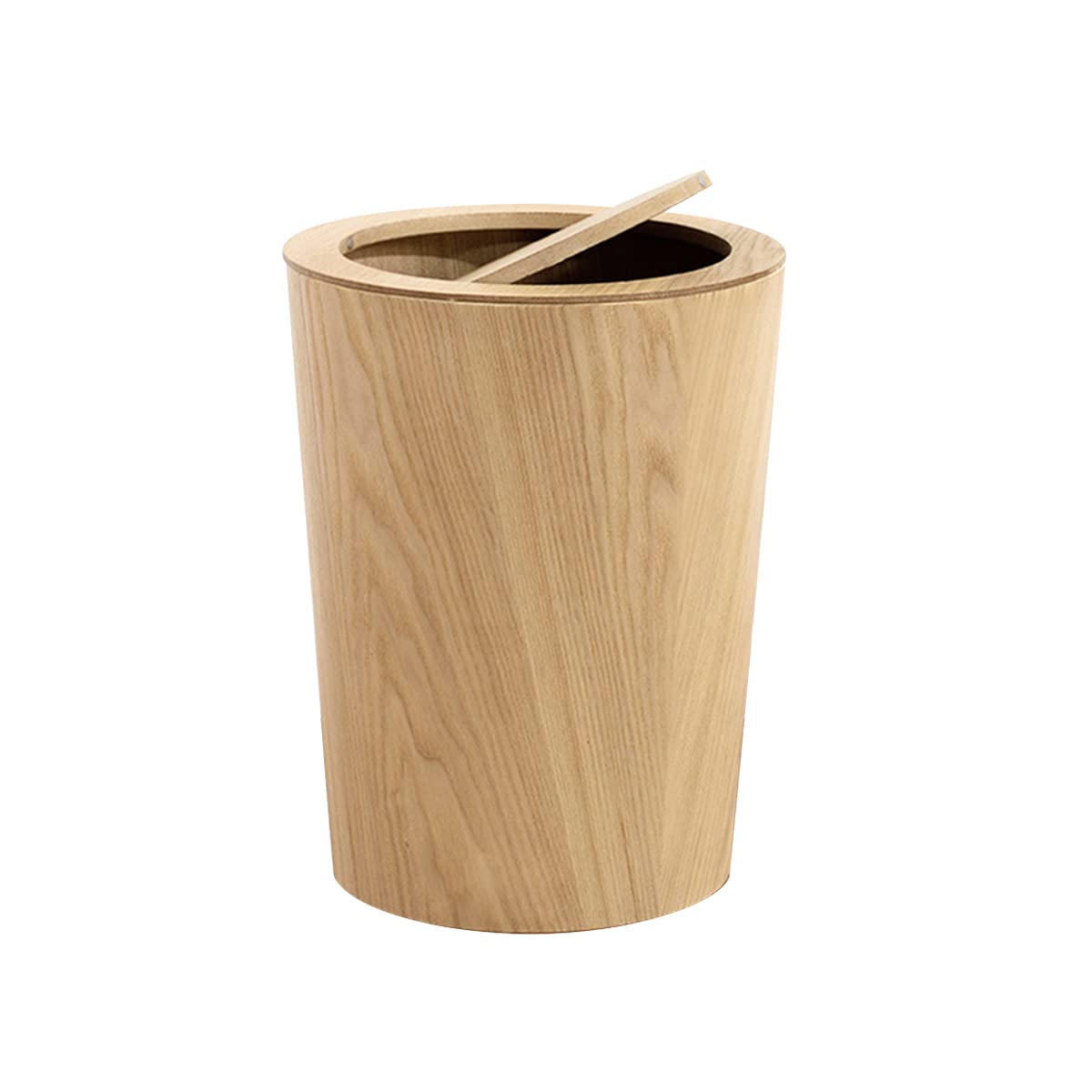 - RAKU Wooden Trash Can with Lid, Dust Box with Inner Box, Stylish, 3.2 gal (12 L), For Kitchen, Living Room, Toilet, Indoor, Washroom, Large Capacity, Round, 2 Colors (Light Brown)