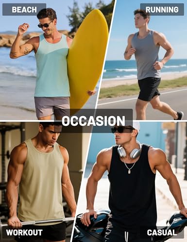 TACVASEN Achselshirts Herren UPF 50+ Tanktops Baumwolle Sport Fitness Muskelshirt UV Schutz Gym Tops Sommer Rot 3XL 6