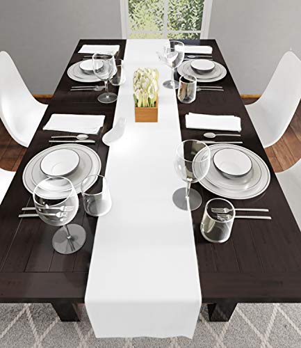 Encasa Homes Table Runner for 6 Seater Dining - White - Large 13"x72", 100% Cotton Plain Dyed Solid Colours Decorative Cloth for Party, Banquet, Restaurant & Outdoors - Machine Washable - Image 4