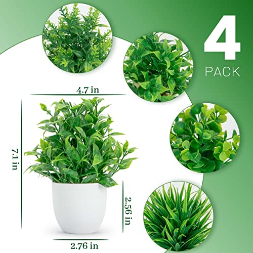 Miracliy 4 Packs Fake Plants Mini Artificial Greenery Faux Plants Indoor For Home Office Farmhouse Bathroom Decor #TOP1
