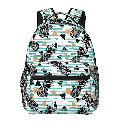 Sac à dos en toile BAFAFA d'excellente finition imprimé ananas noir pour ordinateur et voyage