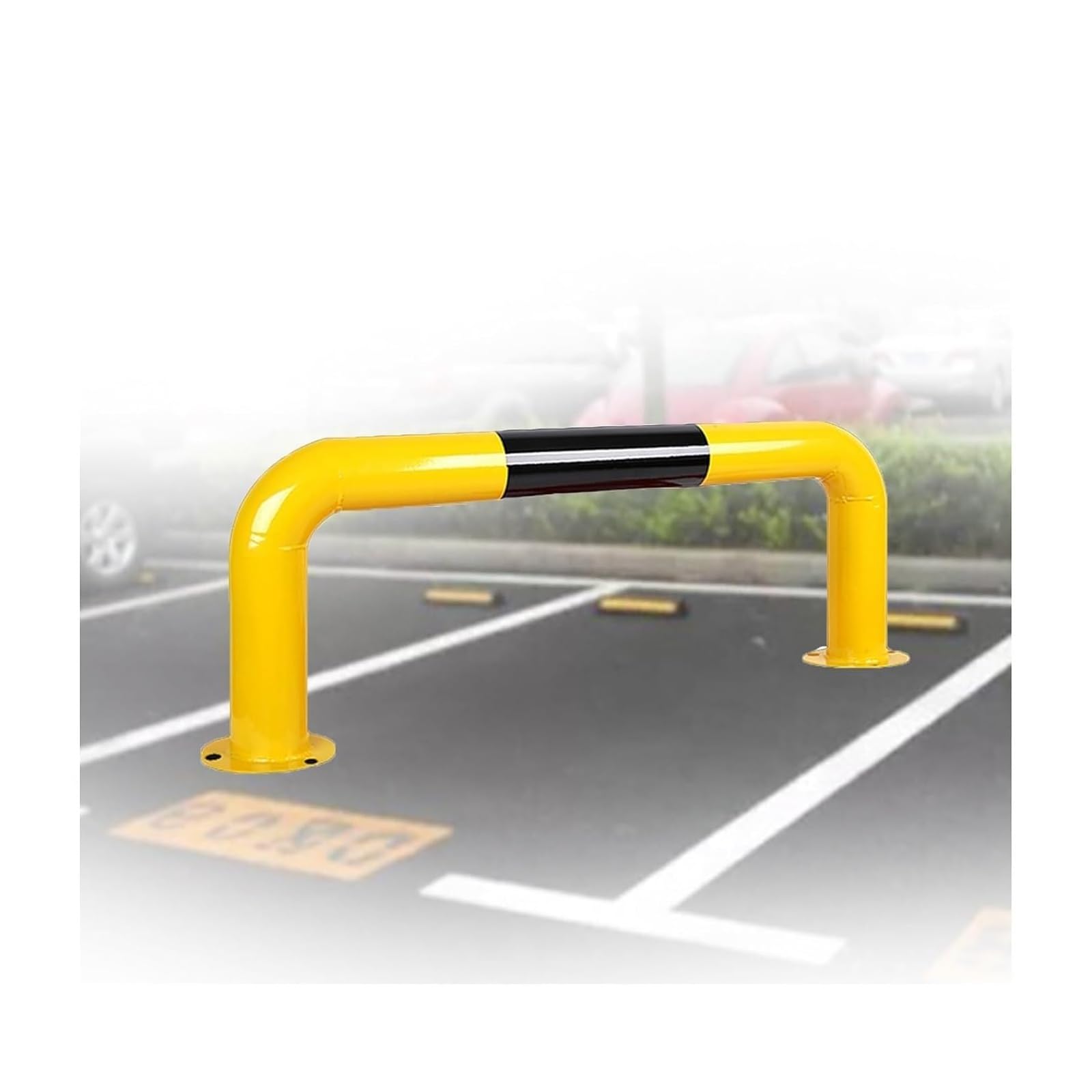 CWCQGH U Shape Security Bollards Garage - Traffic Warning Post With Reflective Strips (50x30x0.15cm)